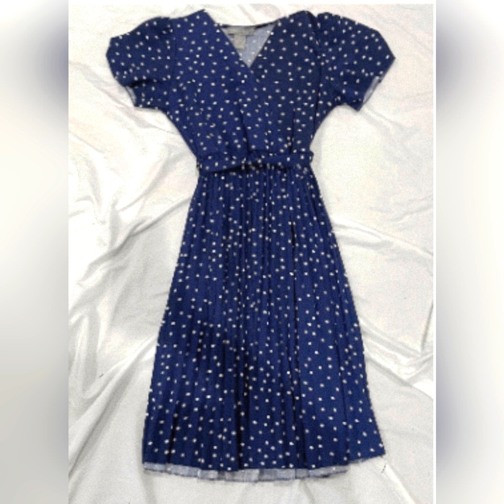 Blue Dress with White Polka Dots
